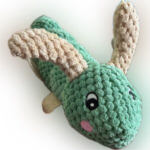 🐛 Plush Green and Tan Caterpillar Dog Toy